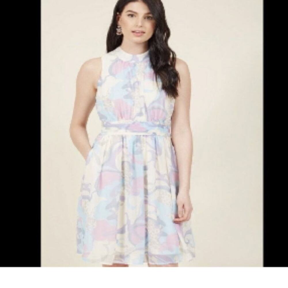 ModCloth Windy City Pastel Print Sleeveless Dress, EUC, Size XXS, MSRP $125